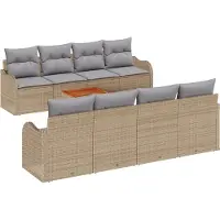 vidaXL Set di divani da giardino , 9 pezzi, beige e grigio chiaro, in rattan sintetico
