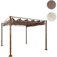 Mendler Pergola HWC-L42, copertura per patio a padiglione da giardino, robusta struttura in metallo da 7 cm 3x3 m in look bambù ~ marrone tortora
