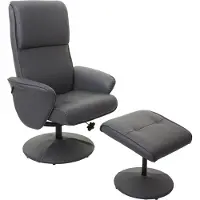 Mendler Poltrona reclinabile Helsinki, poltrona TV reclinabile con sgabello ~ Pelle finta, grigio opaco