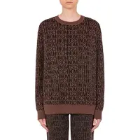 Moschino Allover Logo Wool Pullover Brown Taglia: XXS | Maglie a manica lunga Outlet | Donna | Marrone