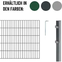 Alberts 653217 Recinzione a doppia rete metallica come set completo di 26 pezzi, antracite, altezza 140 cm, lunghezza 24 m