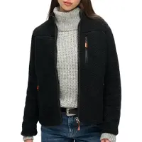 Superdry per donna. W2012340A Pile da esterno con cerniera intera nero (14 UK = L), Casual, Poliestere