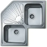 Teka Angular 2C, Lavabo da appoggio, Angolare, Metallo, Acciaio inossidabile, 2 vasche/vaschette, Quadrato
