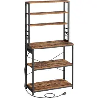 Vasagle , scaffale da cucina con prese elettriche, 6 ripiani, 40 x 80 x 167 cm – Modello 80B, colore marrone vintage e nero inchiostro