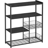 Vasagle Scaffale da cucina , scaffale in piedi con 2 cestini in metallo, 35 x 80 x 95 cm