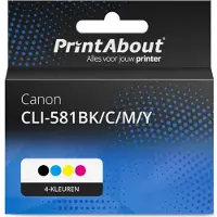 PrintAbout Cartuccia compatibile Canon CLI-581BK/C/M/Y - 4 colori Alta capacità Multipack