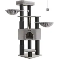 Songmics Albero Per Gatti Grandi, Torre Per Gatti Pesanti Con Auto-Riga, 2 Auto-Riga, 9 Pali, Grande Trespolo, Grotta, Cestini, 50