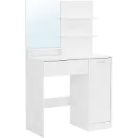 Vasagle - Toeletta con specchio, 1 cassetto, 2 ripiani e armadio