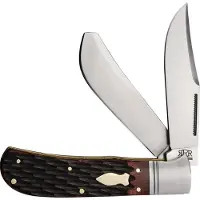 Rough Ryder Reserve Big Belly Trapper RRR042, D2, Finger Grooved Brown Bone, coltello da tasca slipjoint