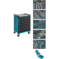Hazet Carrello da officina Assistent 179NX-8/252 ∙ Cassetti, piatti: 8 x 81 x 522 x 398 mm ∙ Numero di utensili: 252