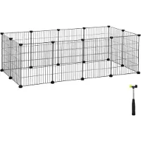 Songmics Gabbia per animali di piccola taglia, recinto per animali di piccola taglia, recinto libero, griglia metallica, nero fai da te