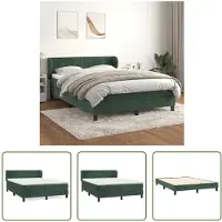 The Living Store Letto a molle con materasso verde scuro 140x190 cm in velluto