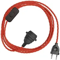 Creative Cables Paralume Snakebis Twisted E27-set Di Cavi Con Portalampada. Cavo Intrecciato In Tessuto E Spina A Due Poli 3 M