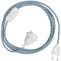 Creative Cables Paralume Snakebis Twisted E27-set Di Cavi Con Portalampada. Cavo Intrecciato In Tessuto E Spina A 2 Poli 3 M
