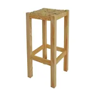 Wellhome Panca In Legno Rustica Quadrata Alta 32.5x32.5x70 Cm