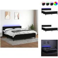 vidaXL Letto a molle con materasso e LED in tessuto nero 160x200 cm - Letti e strutture letto