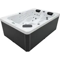 HOME DELUXE - Idromassaggio da esterno - Scaletta SUNSET Plus e copertura termica - Dimensioni: 220 x 156 x 82 cm - Incl. 32 getti massaggianti e 13 fonti luminose I Idromassaggio da esterno
