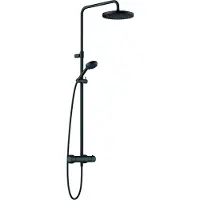 Kludi Logo - Set doccia con termostatico a parete, 3 getti, nero opaco 6808239-00