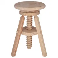 Wellhome Sgabello Rotondo Girevole In Legno Senza Finitura Di Vernice 29x29x64 Cm