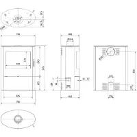 Kratki Stufa in acciaio AB/S/2/ROLLO Ø 150 8kW rivestimento nero