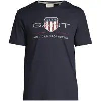 Gant per uomo. 2003199 T-shirt con scudo d'archivio blu scuro (L), Casual, Cotone, Manica corta, Sostenibile