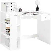 SoBuy Scrivania con 3 ripiani, scrivania per computer, scrivania per ufficio, FWT35-W