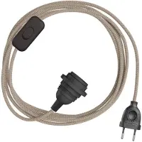 Creative Cables Paralume Snakebis Zig-zag E27-cablaggio Con Portalampada. Cavo In Tessuto Zig-zag E Spina A 2 Poli 3 M