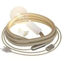 Creative Cables Lampada Snakebis Con Spina A Corda Cavo In Iuta E Spina A Due Poli