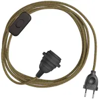 Creative Cables Paralume Snakebis Zig-zag E27-cablaggio Con Portalampada. Cavo In Tessuto A Zig-zag E Spina Bipolare 3 M