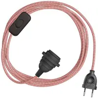 Creative Cables Paralume Snakebis Zig-zag E27-cablaggio Con Portalampada. Cavo In Tessuto A Zig-zag E Spina Bipolare 1.8 M