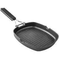 Supreme Griglia In Alluminio Pressofuso Con Manico Pieghevole A Strisce Di Xilano 24 Cm
