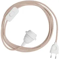 Creative Cables Paralume Snakebis Zig-zag E14-cablaggio Con Portalampada. Cavo In Tessuto A Zig-zag E Spina Bipolare 1.8 M