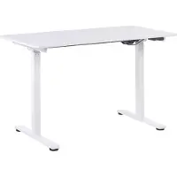 Beliani Tavolo regolabile elettricamente Piano bianco Struttura in acciaio verniciato a polvere 120 x 60 cm Design moderno