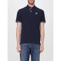 Blauer Polo in cotone con logo