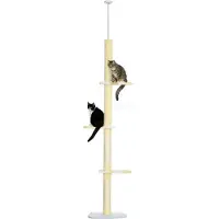 PawHut Tiragraffi , tiragraffi per gatti a tutta altezza, 220-260 cm, regolabile in altezza