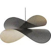 Beliani Lampada a sospensione in metallo nero e oro con paralume arrotondato lampada a sospensione perforata