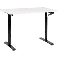 Beliani Scrivania regolabile in altezza piano bianco struttura in acciaio nero 120 x 72 cm regolazione manuale in altezza ufficio moderno