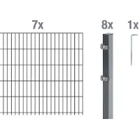 Alberts 650902 Recinzione a doppia rete metallica come set di recinzione completo da 16 pezzi, antracite, altezza 120 cm, lunghezza 14 m