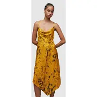 AllSaints Marta Ronnie Dress Ochre Yellow Taglia: 16 | Abiti Midi Outlet | Donna | Marrone
