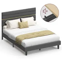 Vasagle Letto imbottito , struttura per letto matrimoniale, 160 x 200 cm, acciaio, MDF