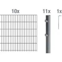 Alberts 650735 Recinzione a doppia rete metallica come set completo di 22 pezzi, antracite, altezza 100 cm, lunghezza 20 m