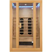 Artsauna Cabina a infrarossi Nyborg S120K riscaldatore in Vetroceramica e legno di hemlock, 2 persone, 120 x 105 x 190 cm, luce colorata a LED e porta in vetro, sauna a infrarossi sauna