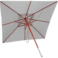 Mendler Ombrellone in legno HWC-C57, ombrellone da giardino, poliestere/legno 14 kg, cavo angolare 3x3 m antiurto ~ grigio chiaro