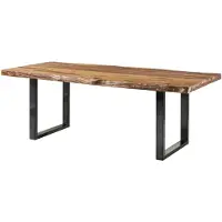 MASSIVMOEBEL24.DE MASSIVMOEBEL24 | FREEFORM 5 tavolo da pranzo in legno di sheesham - sabbiato natur / gambe in ferro U antracite lucido 180x90