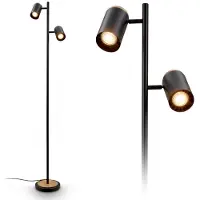 Briloner Piantana Duta, nero/legno chiaro, altezza 160 cm metallo/legno