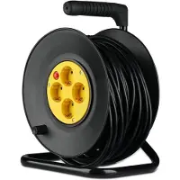 V-TAC VT-6003 Prolunga elettrica avvolgicavo 25M - 4 posti schuko 16A presa tedesca con spina EU standard protezione elettrica - sku 8782