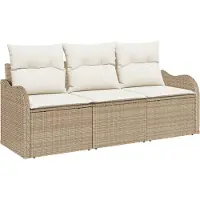 vidaXL Set da giardino composto da 3 pezzi, divano, in rattan sintetico beige, marca