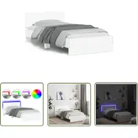 The Living Store Giroletto con testiera e luci LED bianco 100x200 cm