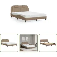 The Living Store Letto con materasso cappuccino-marrone 120x200 cm in ecopelle