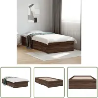 The Living Store Struttura letto con cassetti effetto rovere Brown 75x190 cm